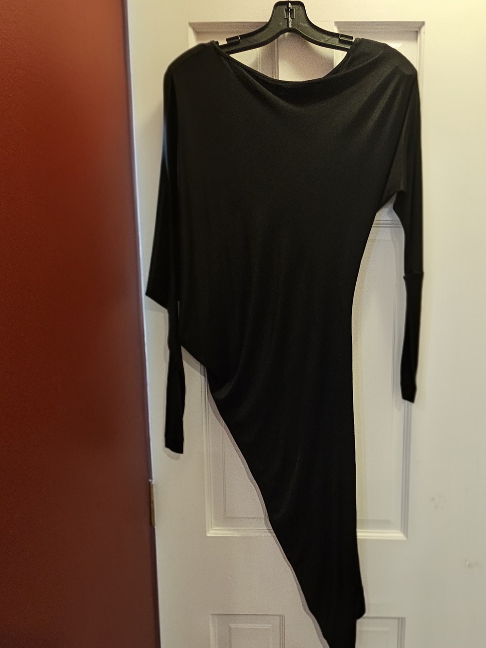 NWT: BCBGMaxAzria Asymmetrical Black Long-Sleeve Dress